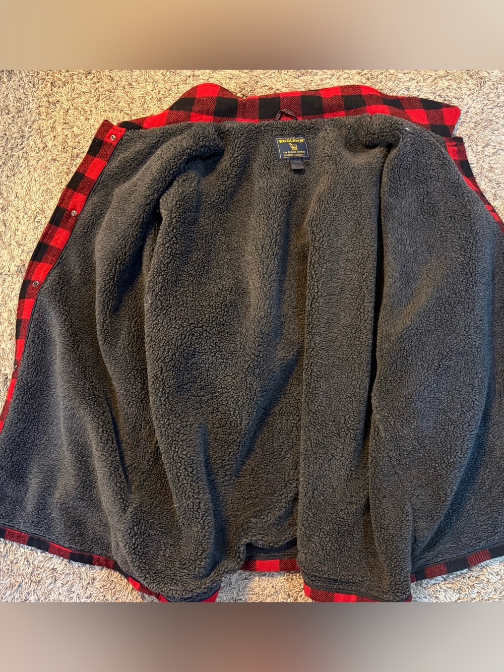 Vintage Woolrich (Men’s XXL) Red and Black Buffalo Plaid Wool Coat-excellent! - Picture 6 of 11